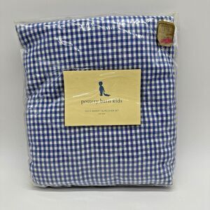 Pottery Barn Kids Paris Basket Slipcover Set Blue Gingham 100% Cotton New
